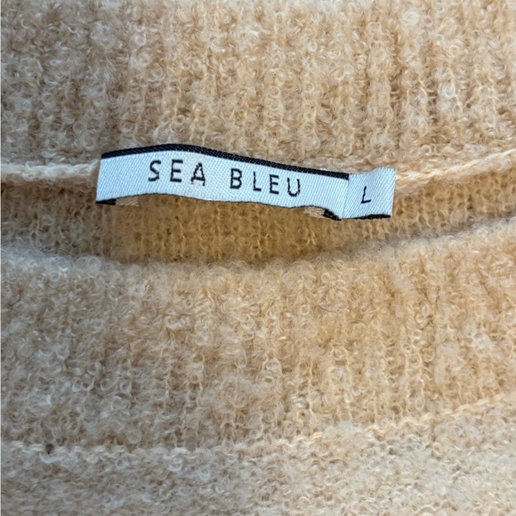 LAST CALL SEA BLEU Drapey Oversize Ivory Wool Blend Fuzzy Sweater Round Bottom L - Picture 7 of 8